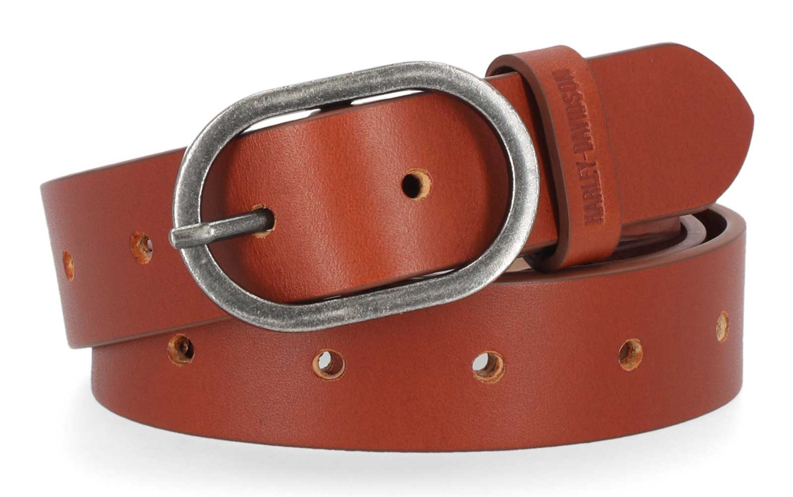 Harley-Davidson Women's HD Embossed Fully Adjustable Genuine Leather Belt, Brown - Wisconsin Harley-Davidson