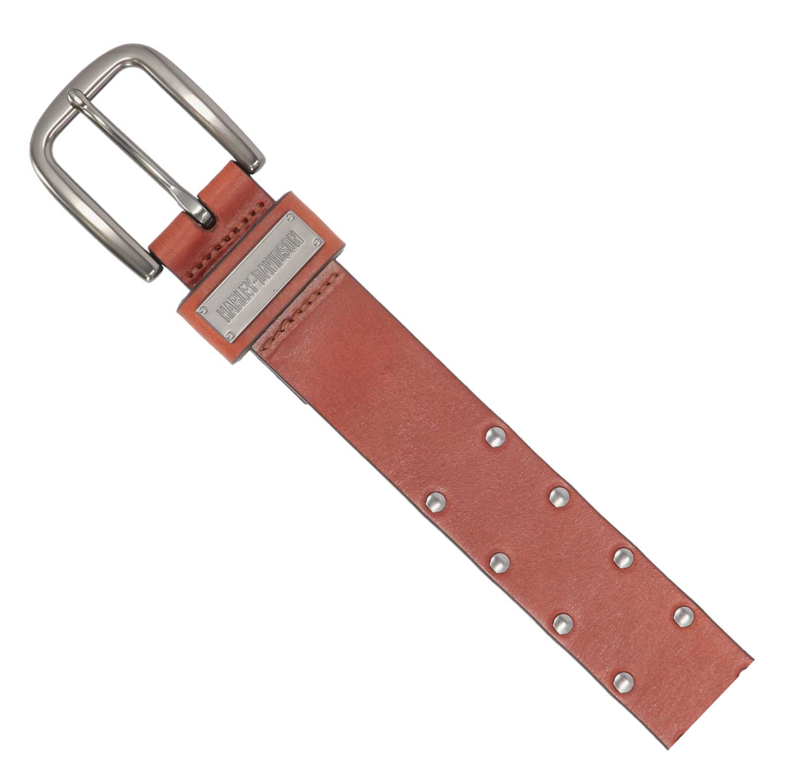 Harley-Davidson Women's Stud Strap Fully Adjustable Genuine Leather Belt - Tan - No Hassle Returns at Wisconsin Harley