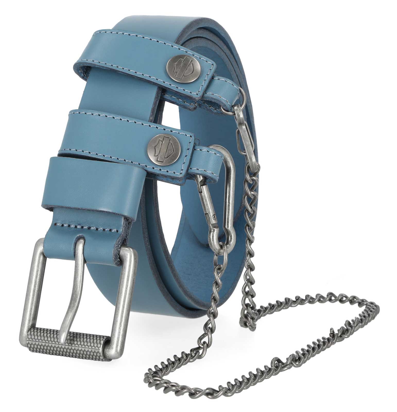Harley-Davidson Women's Utility Fob Chain Genuine Leather Belt, Bluestone - No Hassle Returns at Wisconsin Harley