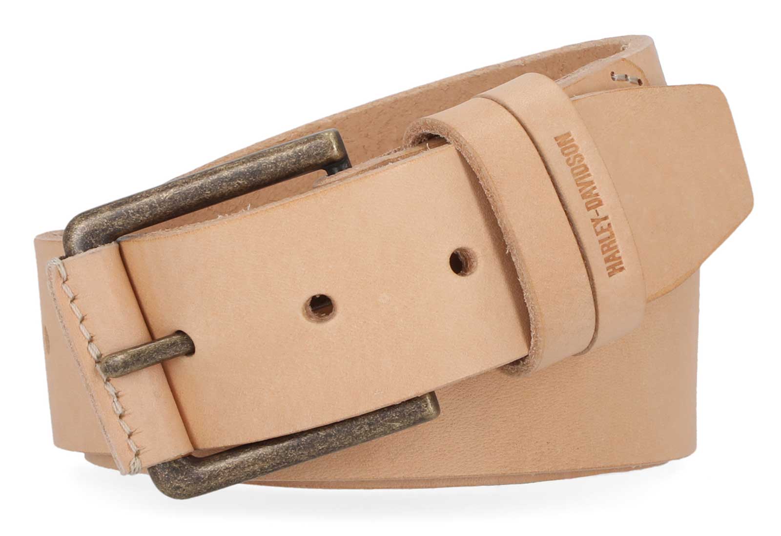 Harley-Davidson Women's Covered Roller Buckle Genuine Leather Belt, Tan - Wisconsin Harley-Davidson
