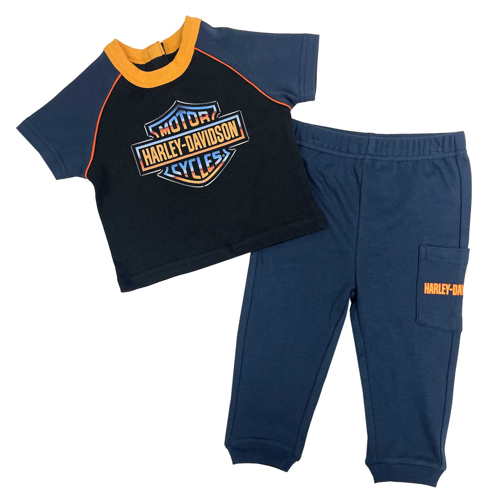 Harley-Davidson Little Boys' 2-Piece Toddler Knit Short Sleeve Tee & Pants Set - Wisconsin Harley-Davidson