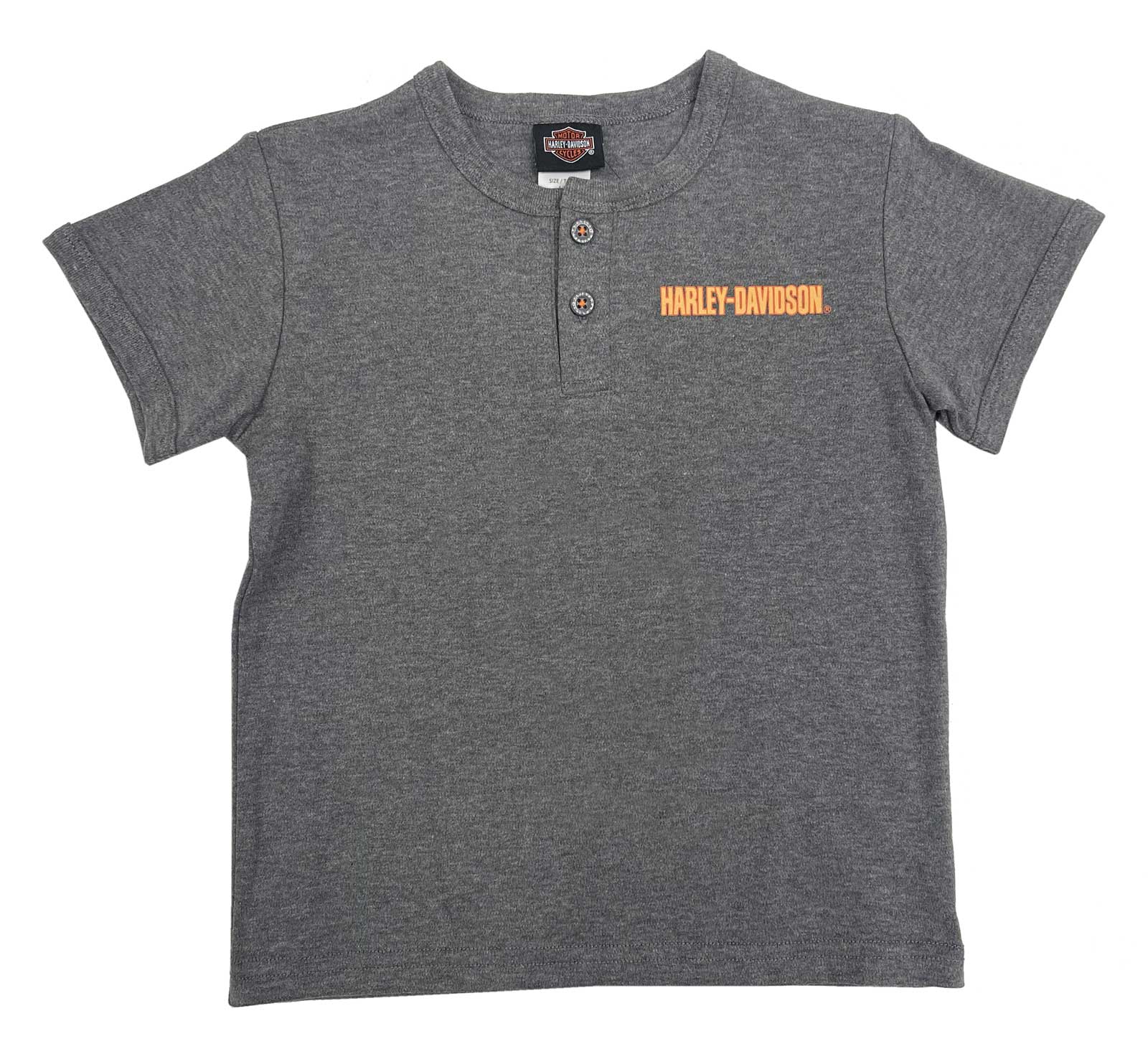 Harley-Davidson Little Boys' Eagle Knit Henley Short Sleeve Shirt, Gray - Wisconsin Harley-Davidson