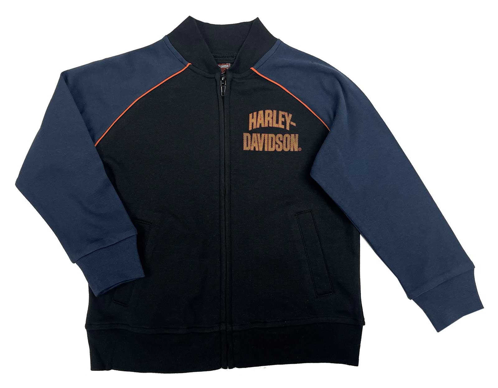 Harley-Davidson Little Boys' Knit Varsity Sweatshirt Jacket, Blue/Black - Wisconsin Harley-Davidson