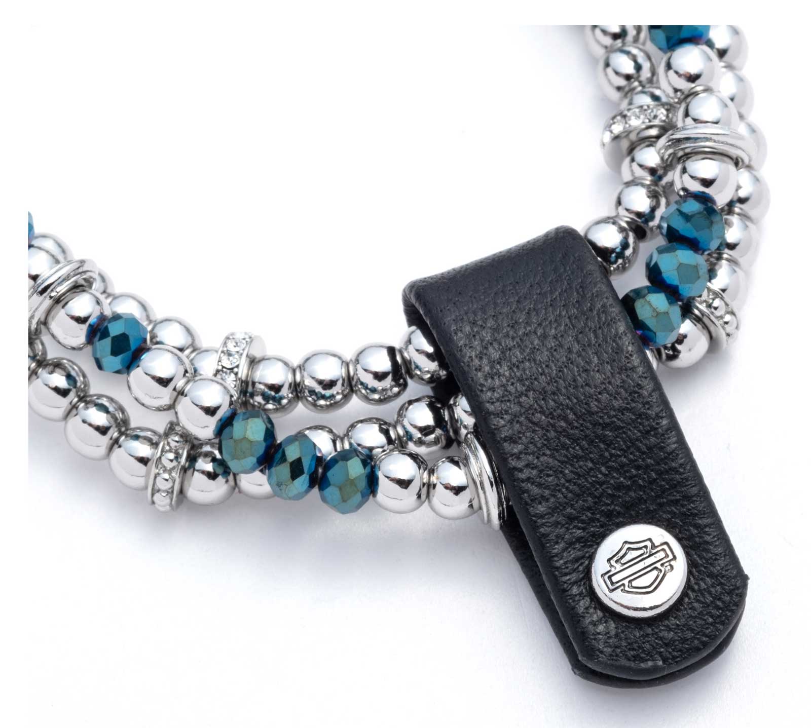 Harley-Davidson Women's Bar & Shield Charm Bead Stretch Bracelets, Set of Three - No Hassle Returns at Wisconsin Harley