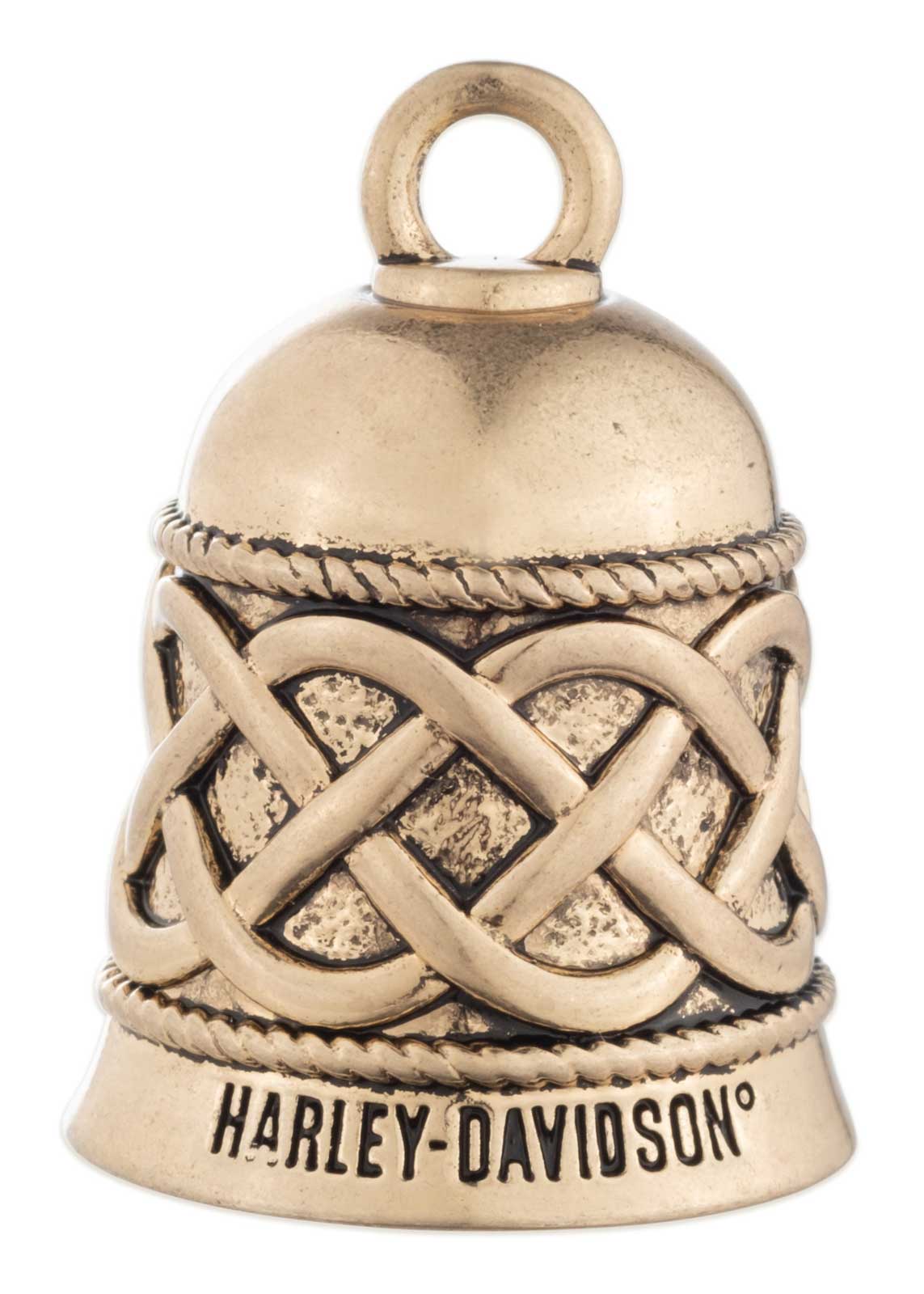 Harley-Davidson Engraved Weave Pattern H-D Script Ride Bell, Gold Plated - Wisconsin Harley-Davidson