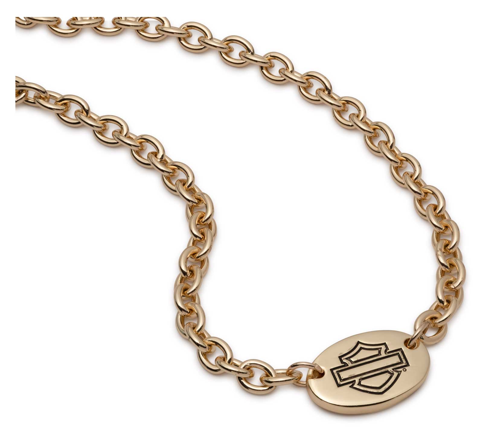 Harley-Davidson Free Shipping - Harley-Davidson Women's 15 in. Oval Bar & Shield Logo Chain Necklace, Gold - Free Shipping on many products plus Orders Over $99