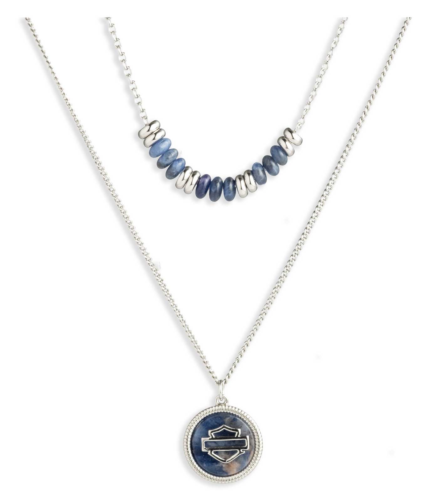 Harley-Davidson Women's 16 in. Bar & Shield Logo Stone Double Row Necklace - Wisconsin Harley-Davidson