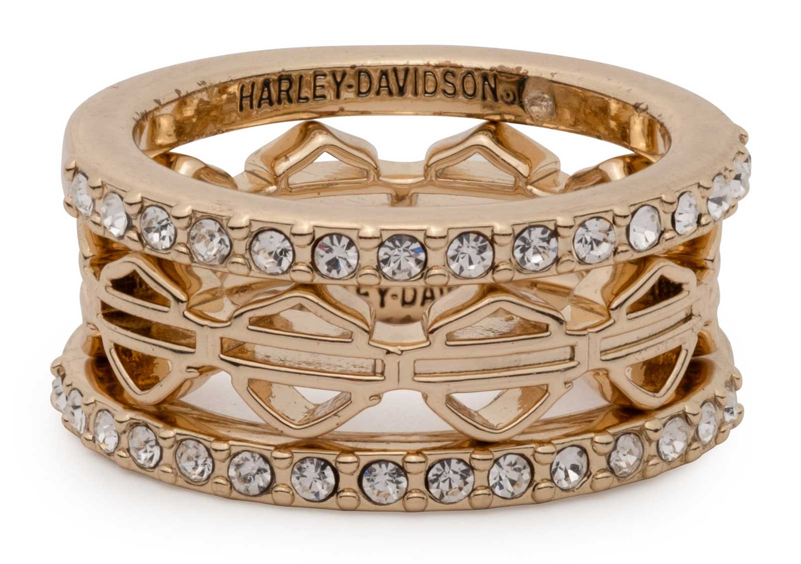 Harley-Davidson Women's Crystals Bar & Shield Stackable Rings - Set of Three - Wisconsin Harley-Davidson