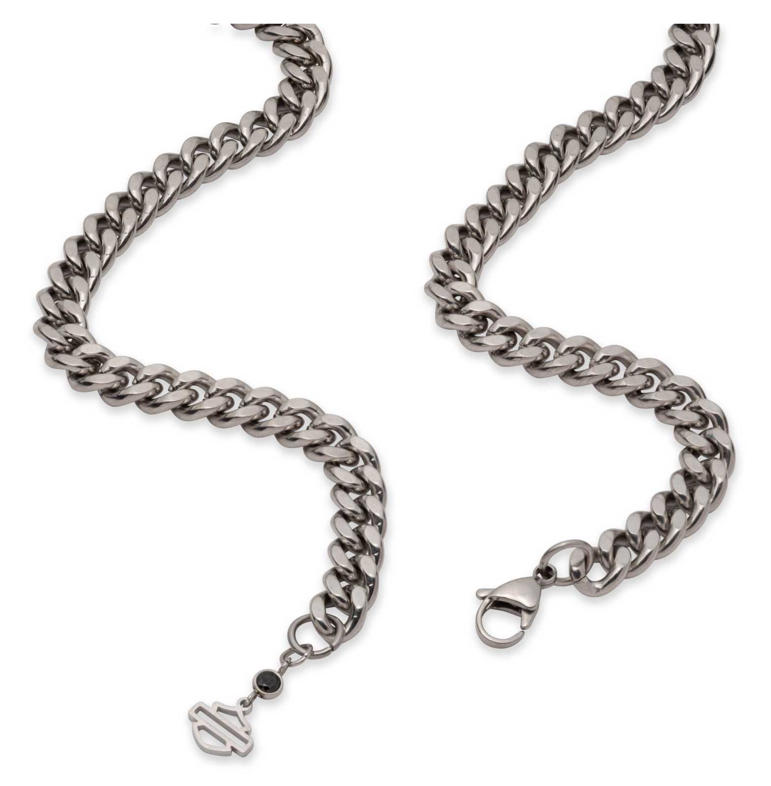 Harley-Davidson Men's 24 in. Bar & Shield Lock Pendant Chain Necklace, Silver - No Hassle Returns at Wisconsin Harley