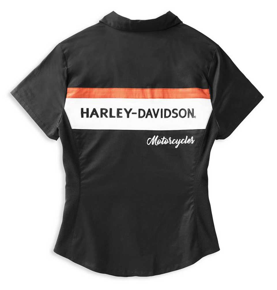 Harley-Davidson® Women's Crew Stripe Zip Front Shirt, Black