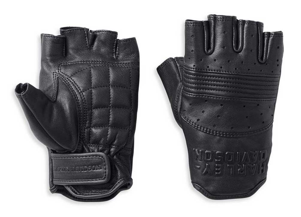 Harley-Davidson Women's Oakbrook Fingerless Leather Gloves, Black 98193-22VW - Wisconsin Harley-Davidson