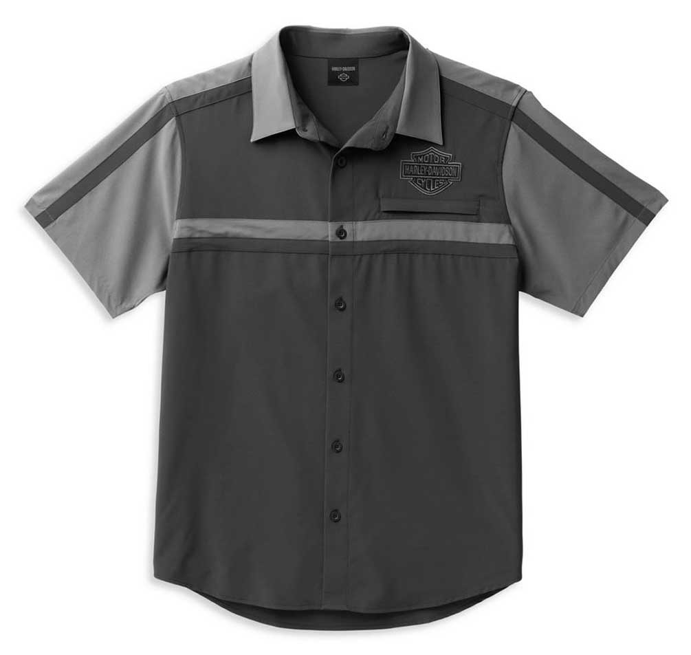 Harley-Davidson Men's Coolcore Bar & Shield Colorblock Shirt, Black 99088-22VM - Wisconsin Harley-Davidson