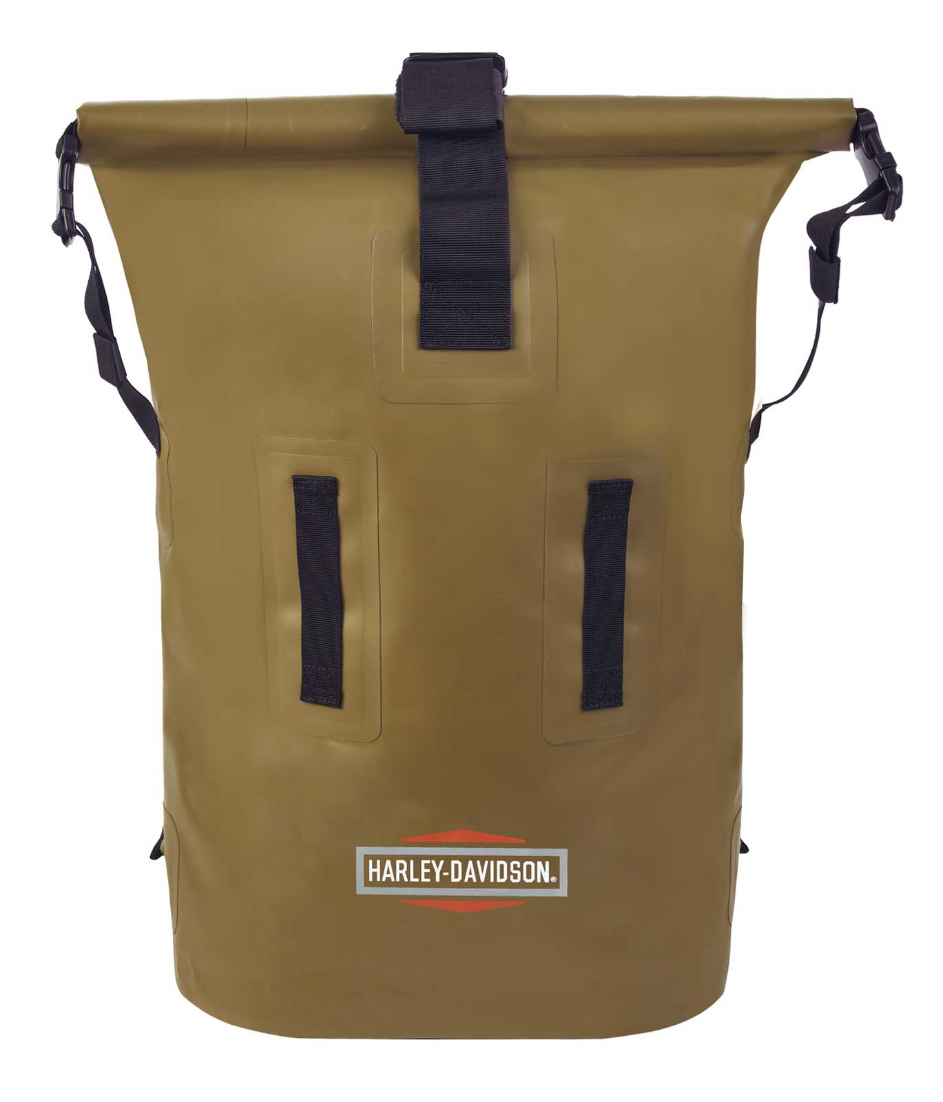 Harley-Davidson Waterproof Coated Polyester Dry Roll-Top Backpack - Khaki - Wisconsin Harley-Davidson