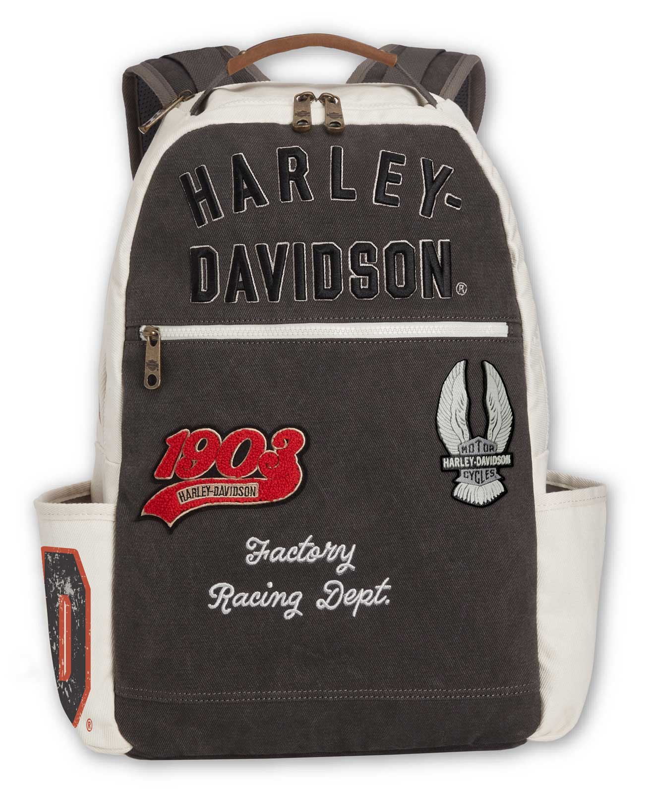 Harley-Davidson Multiple Patches & Logos Vintage Backpack, Durable Canvas - Wisconsin Harley-Davidson