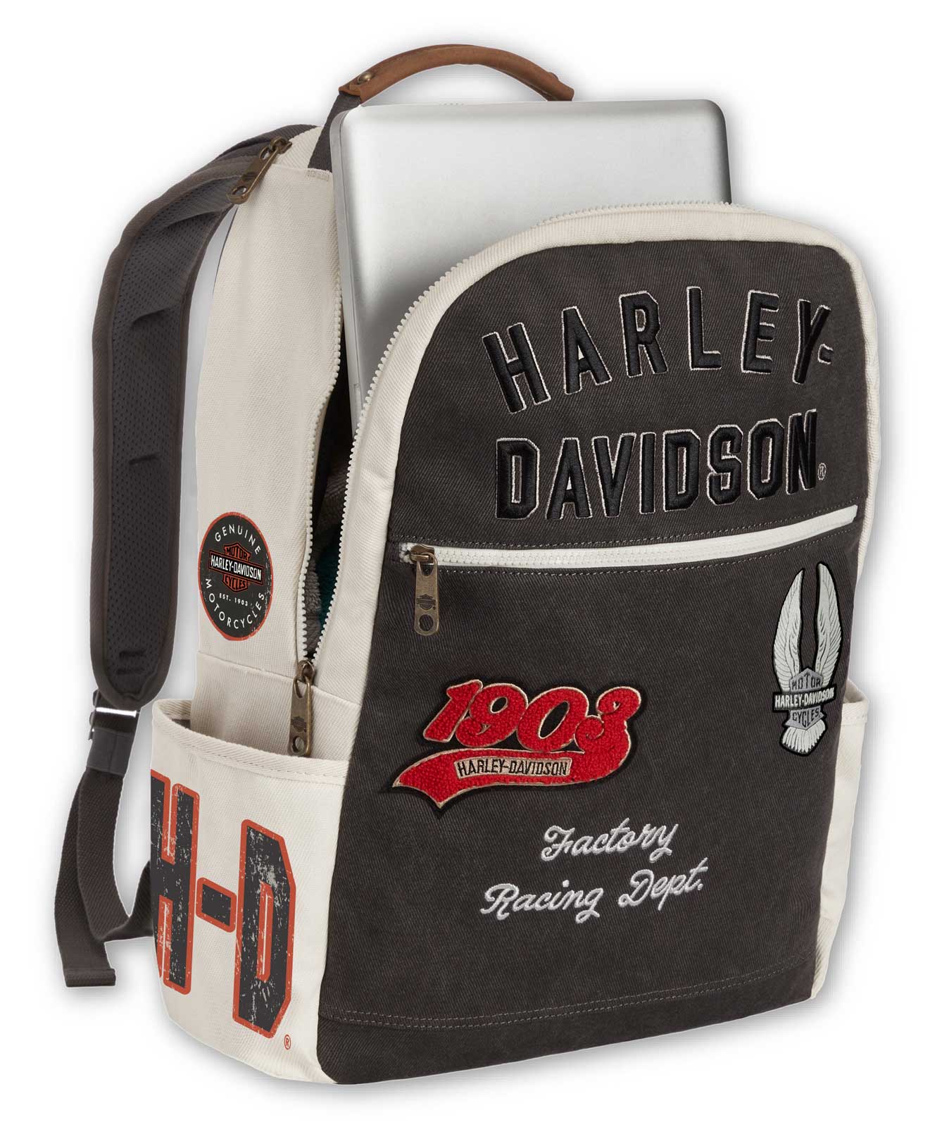 Harley-Davidson Multiple Patches & Logos Vintage Backpack, Durable Canvas - No Hassle Returns at Wisconsin Harley