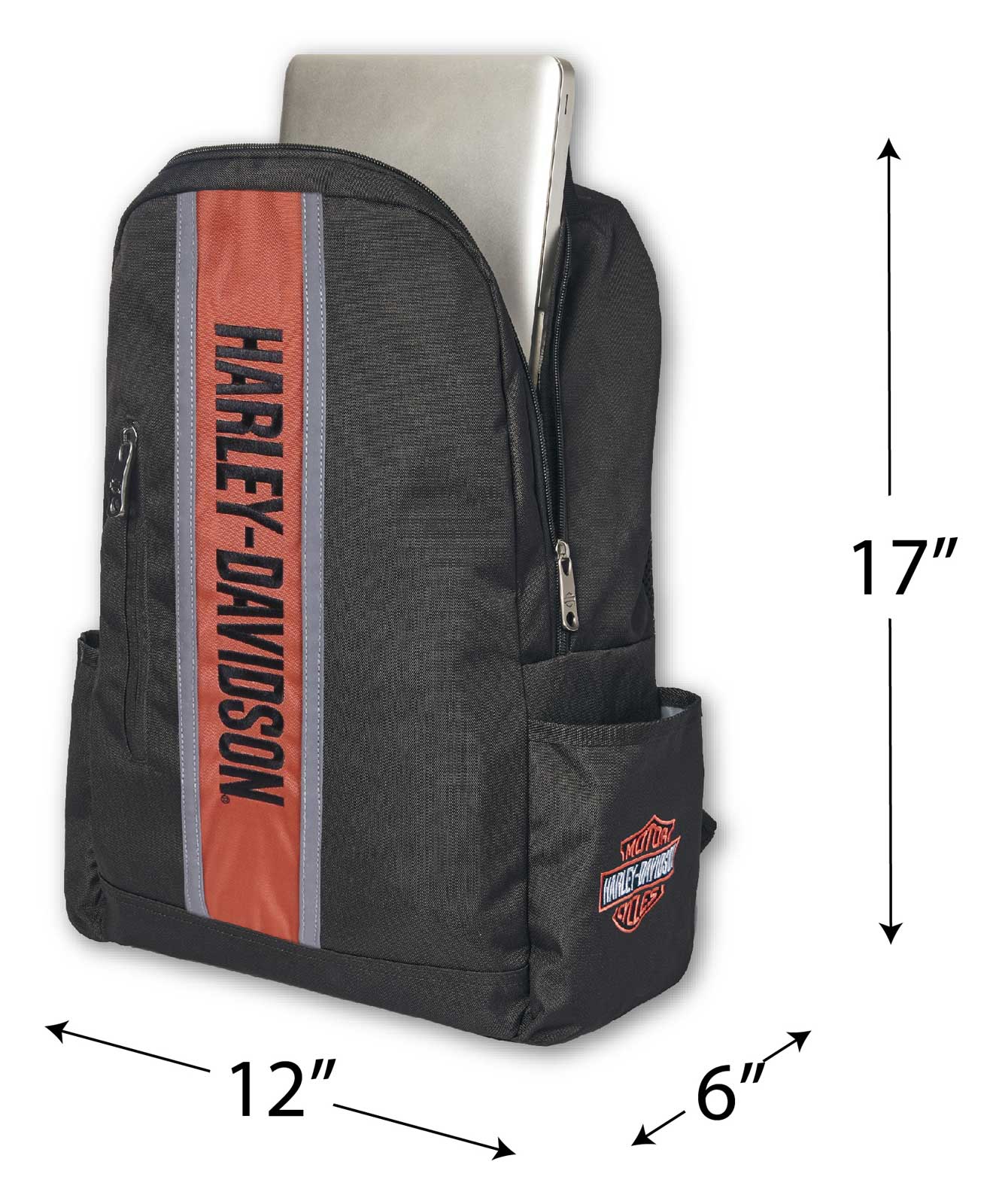 Harley-Davidson Classic Iconic H-D Sport Stripe Backpack, Rugged Polyester Black - Largest Selection of Harley-Davidson Products