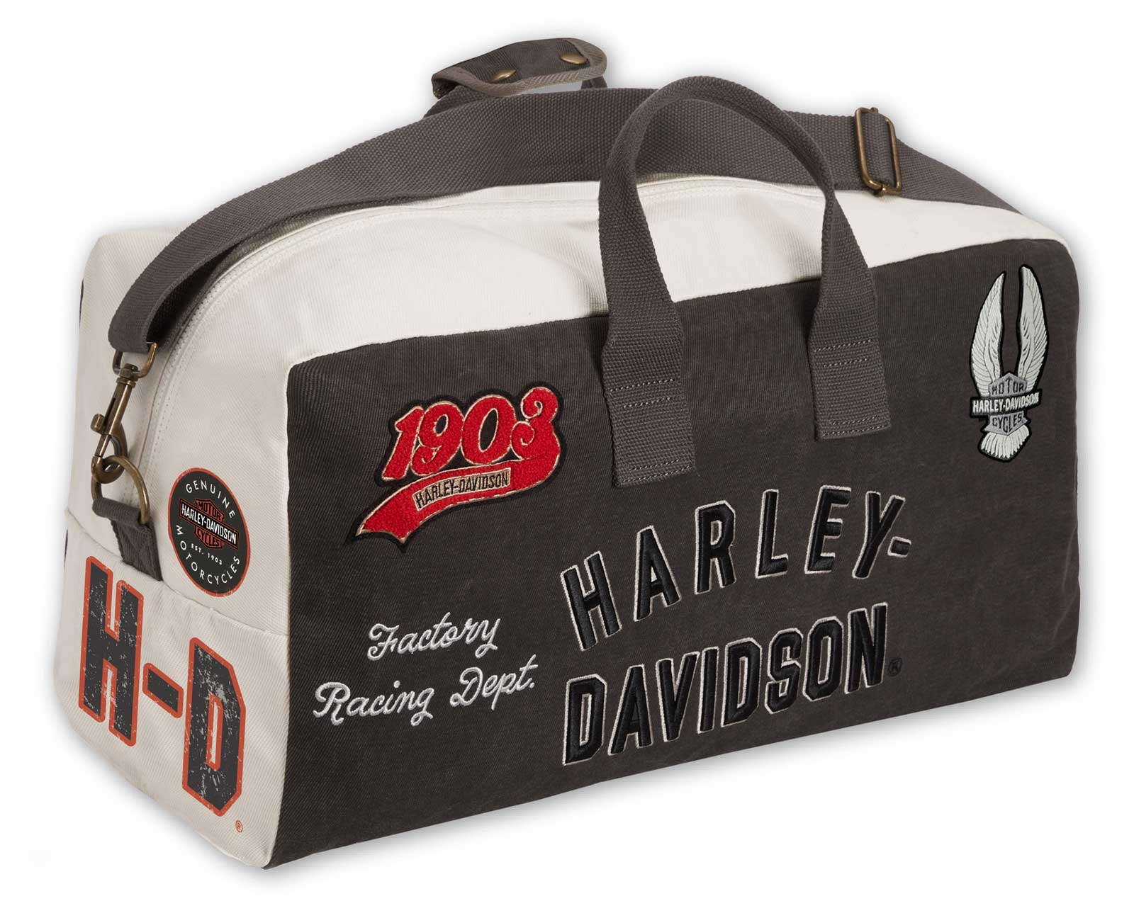 Harley-Davidson Free Shipping - Harley-Davidson Multiple Patches & Logos Vintage Duffel Bag, Durable Canvas - Free Shipping on many products plus Orders Over $99