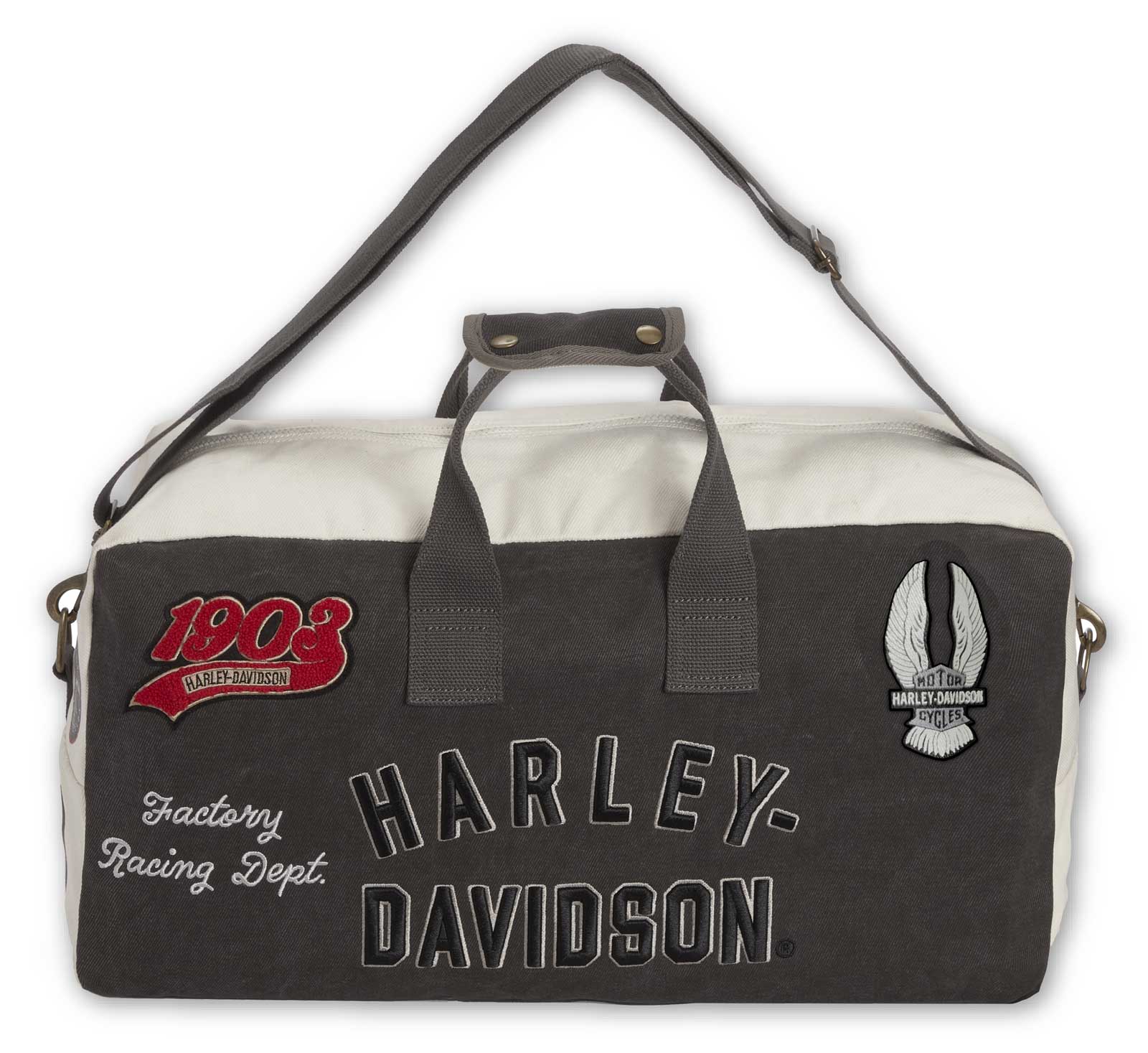 Harley-Davidson® Multiple Patches & Logos Vintage Duffel Bag