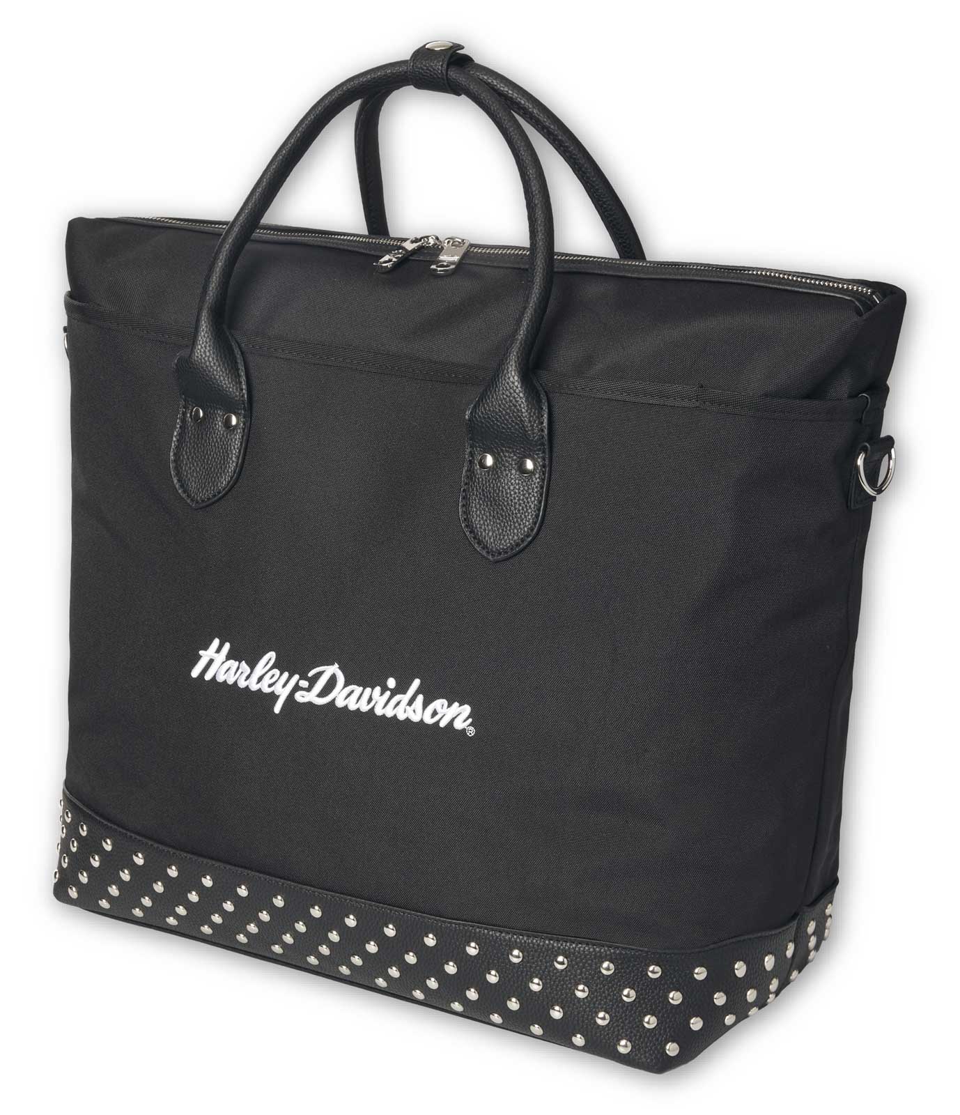 Harley-Davidson Free Shipping - Harley-Davidson Women's 3D H-D Script Studded Overnight Tote, Moonshadow Black - Free Shipping on many products plus Orders Over $99
