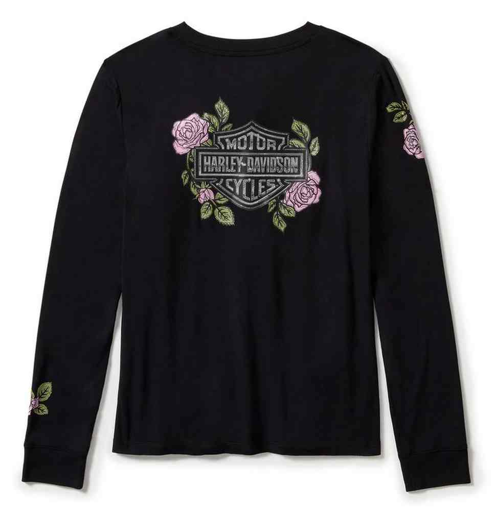 Harley-Davidson® Women's Rose & Thorn Bling Long Sleeve Top, Black