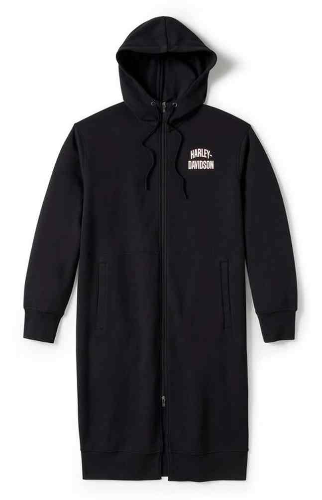 Harley-Davidson Women's Essential Fleece Full Zip Duster Hoodie Black 96413-25VW - Wisconsin Harley-Davidson
