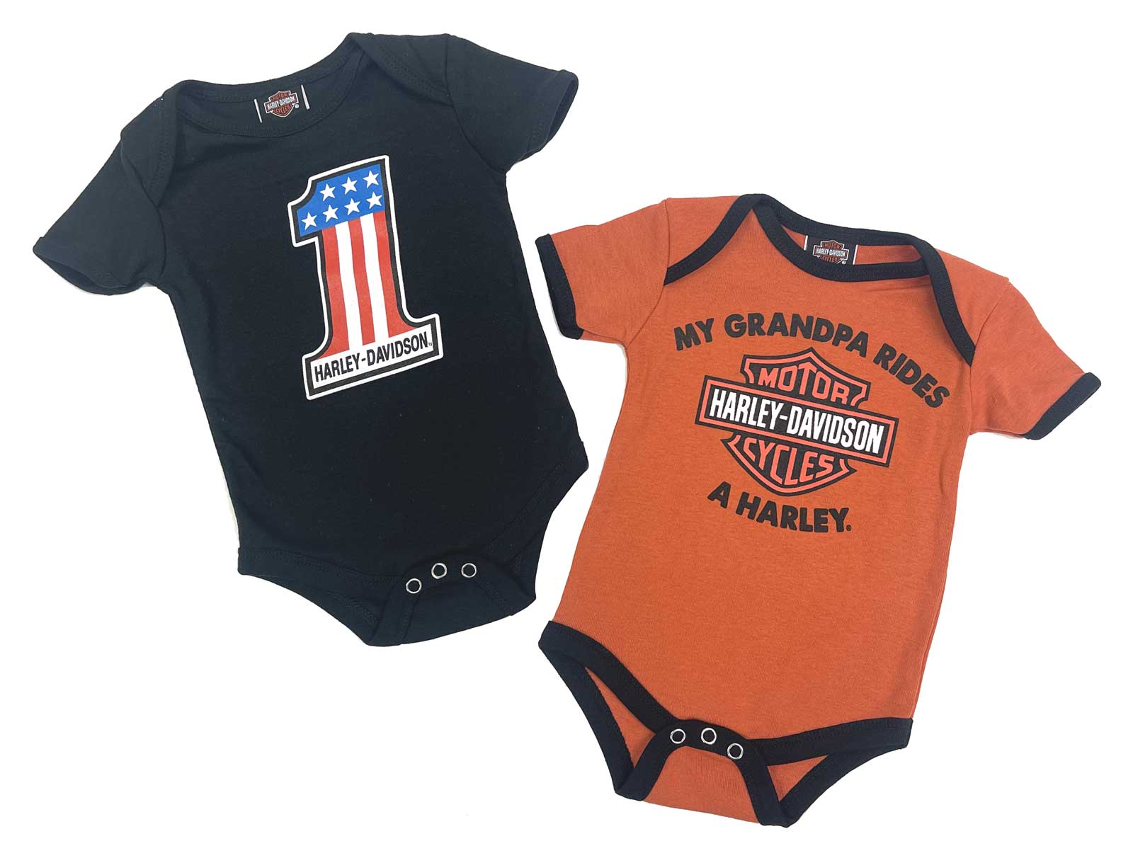 Harley-Davidson Baby Boys' #1 RWB & My Grandpa Rides a Harley Creeper Set - Wisconsin Harley-Davidson