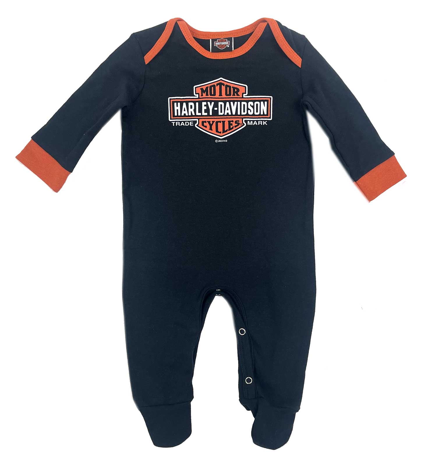 Harley-Davidson Baby Boys' Bar & Shield Logo Knit Footed Long Sleeve Romper - Wisconsin Harley-Davidson