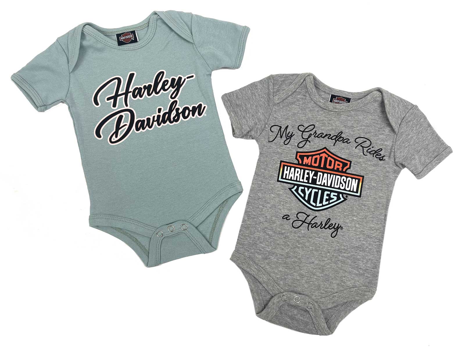 Harley-Davidson Baby Girls B&S Logo & My Grandpa Rides a Harley Creeper Set - Wisconsin Harley-Davidson