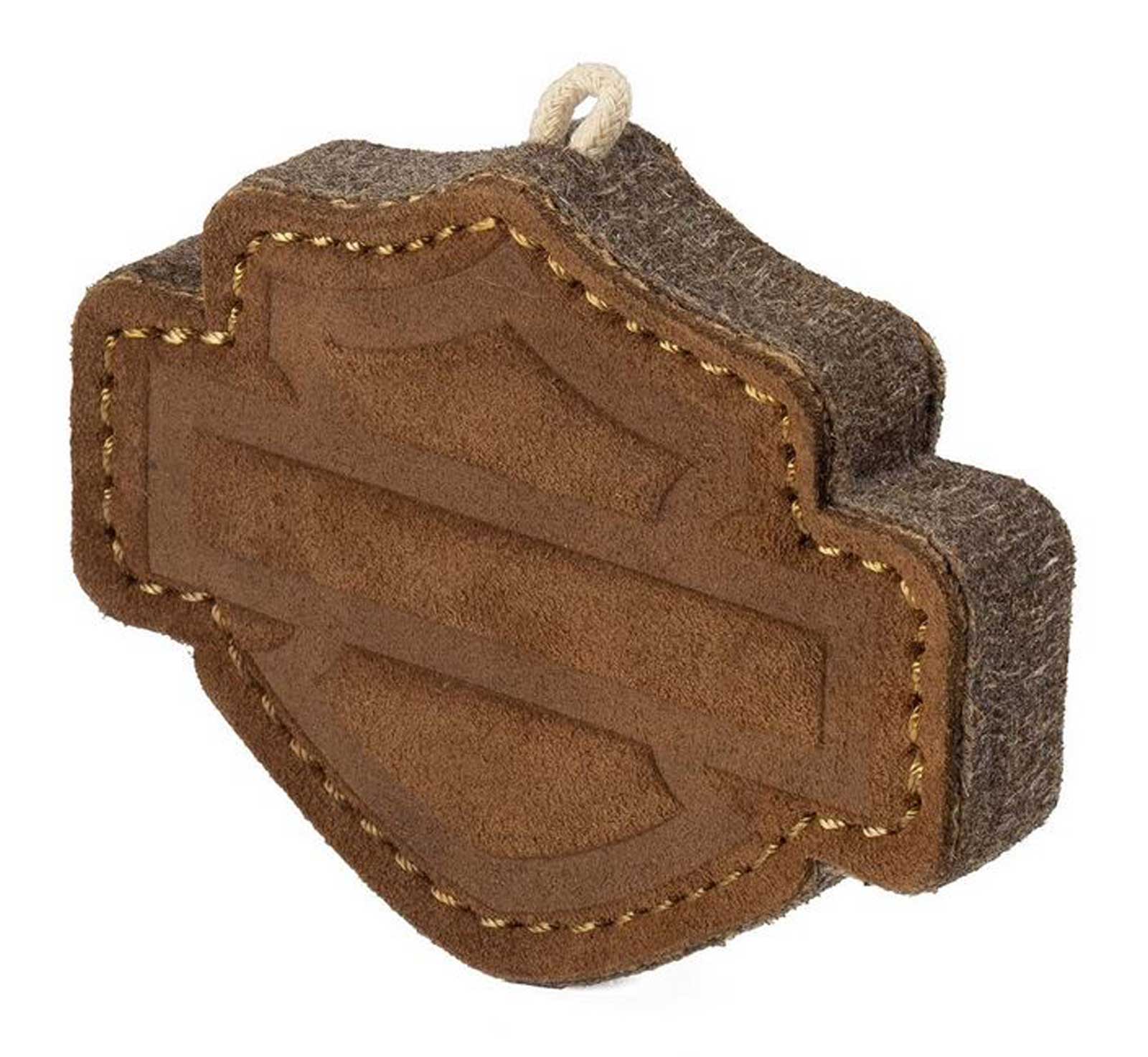 Harley-Davidson Bar & Shield Logo Shaped Leather Pet Toy, Heavy-Duty - Brown - No Hassle Returns at Wisconsin Harley