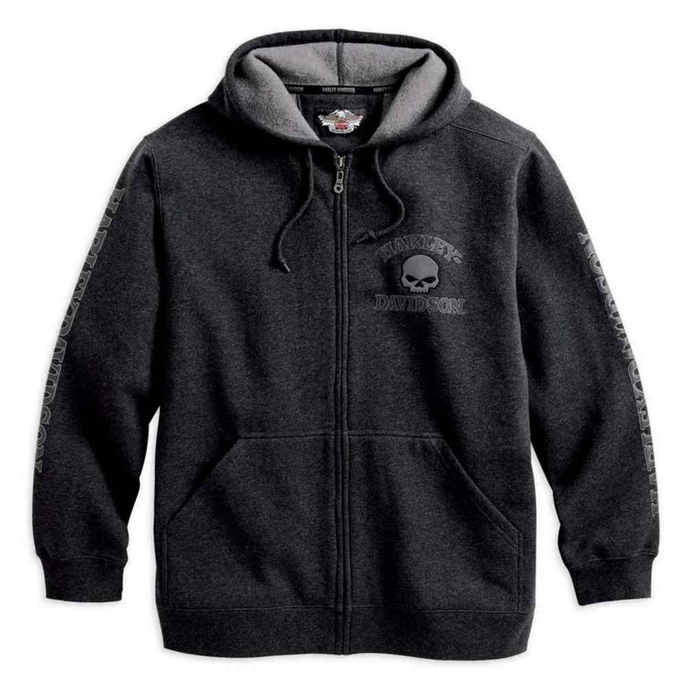 Harley-Davidson Men's Hooded Willie G Skull Sweatshirt, Charcoal 99107-18VM - Wisconsin Harley-Davidson