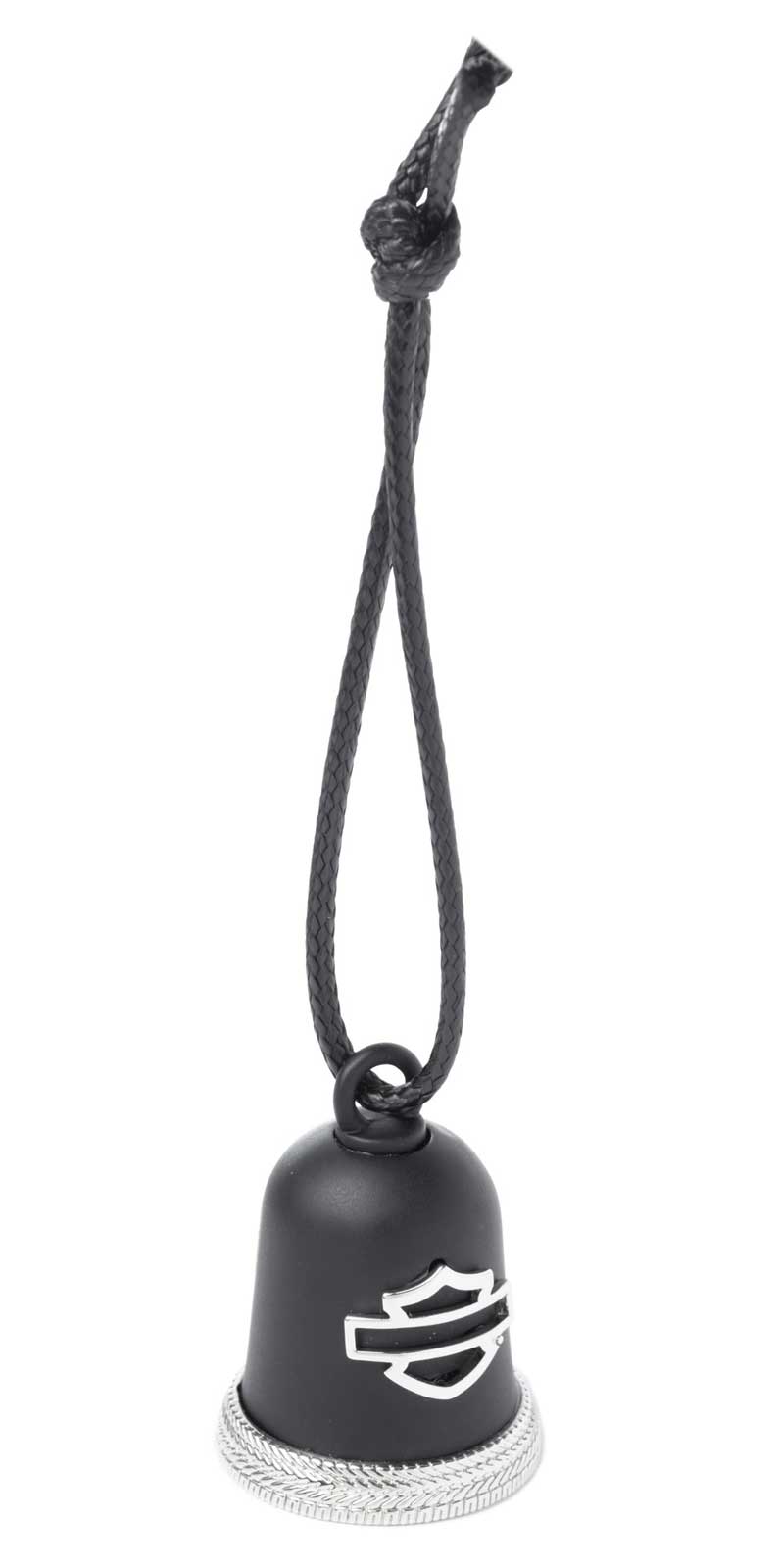 Harley-Davidson Embossed Braided Bar & Shield Logo Ride Bell With Tie, Black - Wisconsin Harley-Davidson