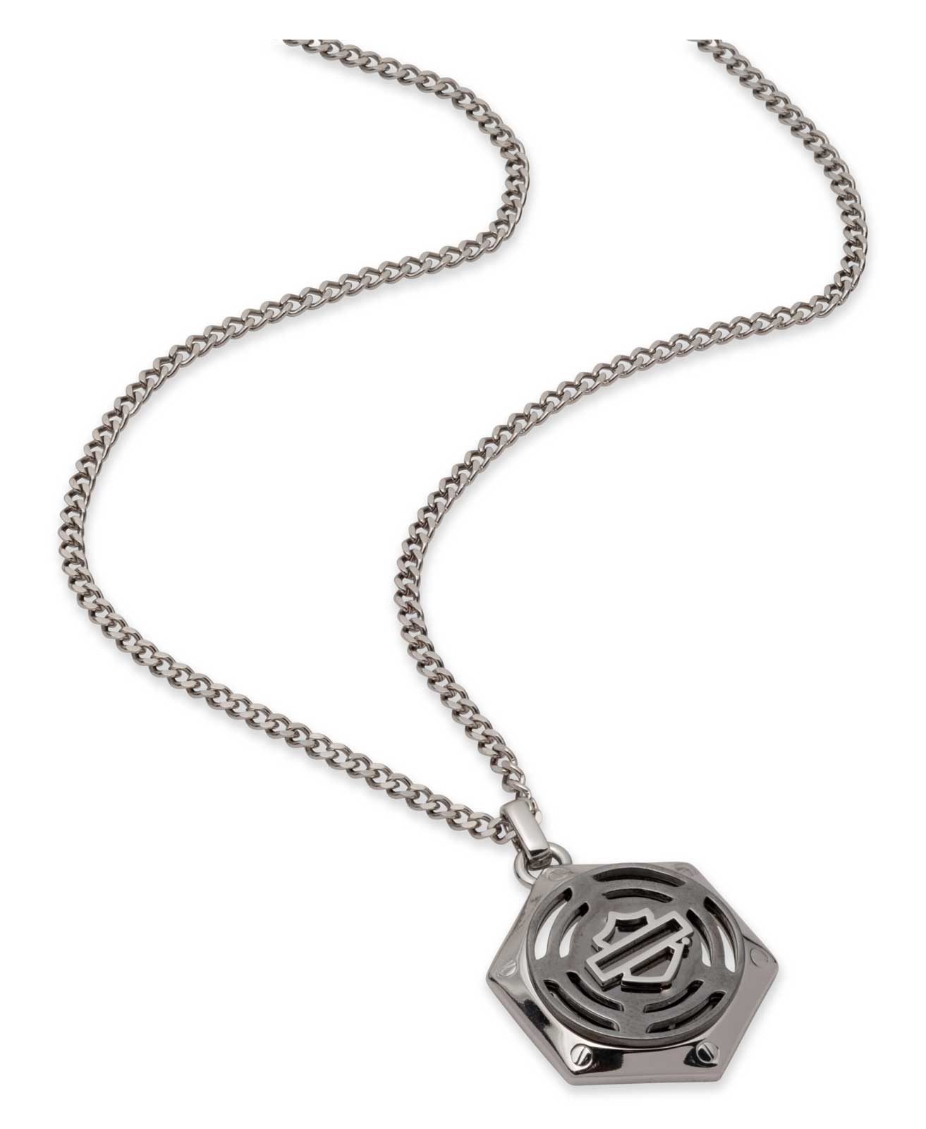 Harley-Davidson® Men's 26 in. Bar & Shield Hexagon Chain Necklace