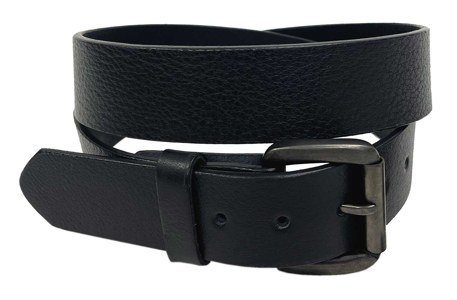 Derringer Men's Classic Premium Full-Grain Smooth Leather Belt, Solid Black - Wisconsin Harley-Davidson