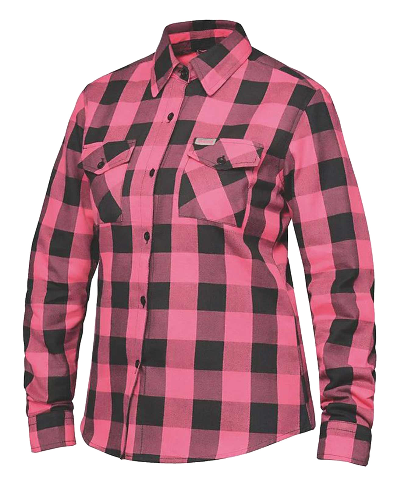 Derringer Women's Rugged Button Long Sleeve Plaid Flannel Shirt, Pink/Black - Wisconsin Harley-Davidson