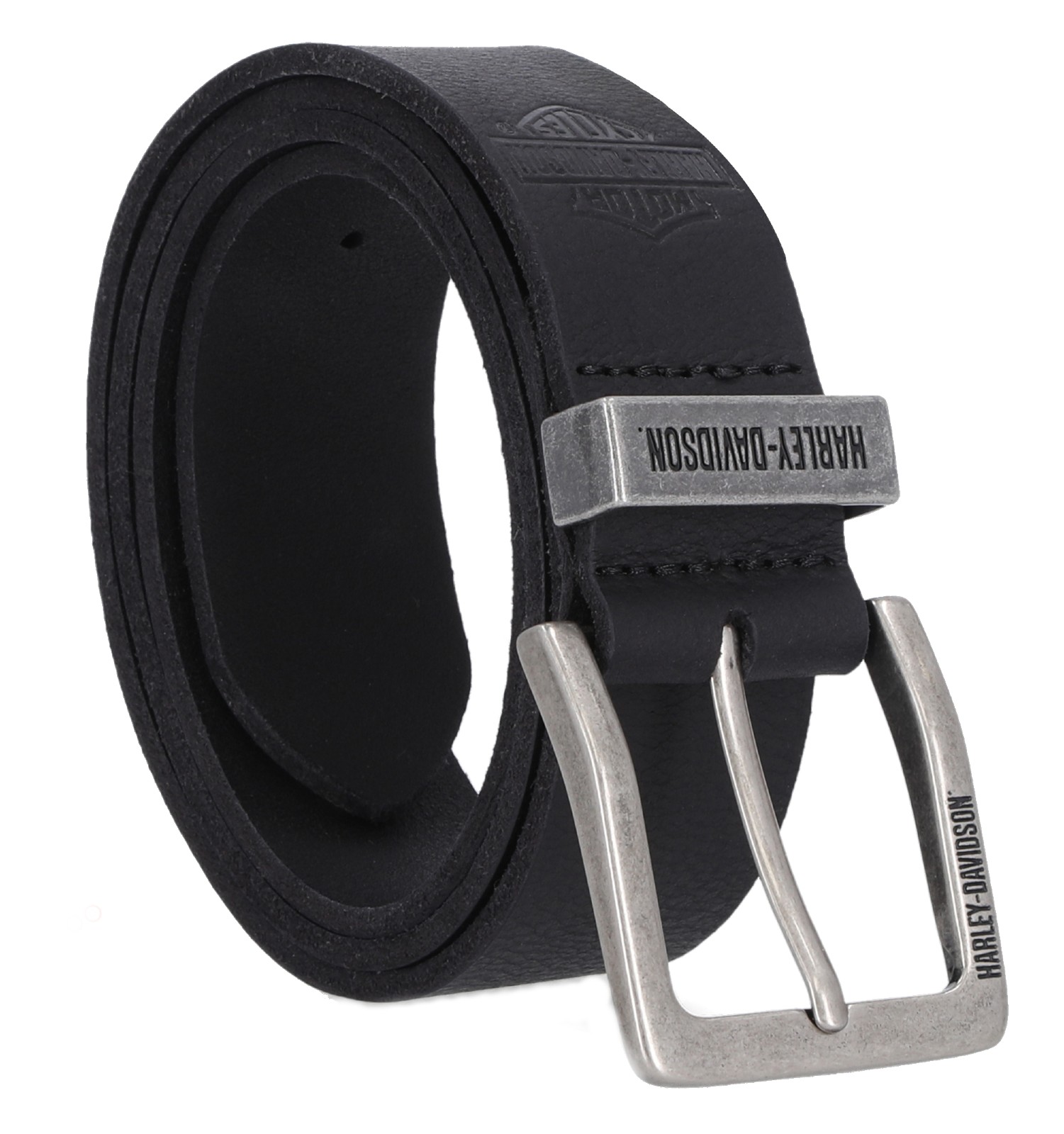 Harley-Davidson Men's Metal Keeper Bar & Shield Logo Leather Belt - Black - Wisconsin Harley-Davidson