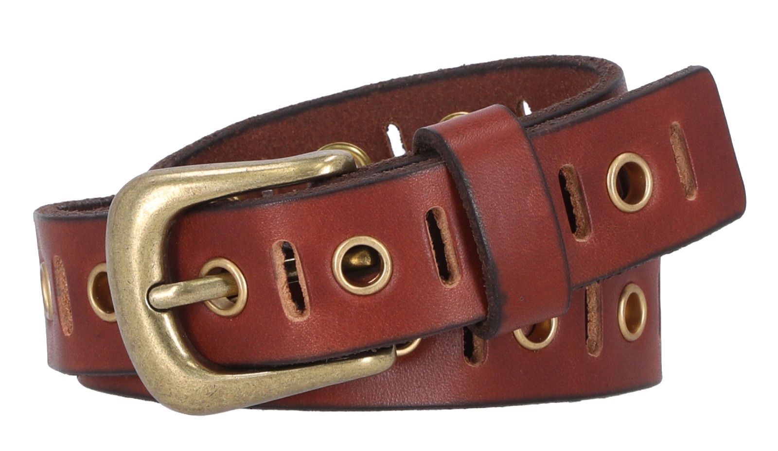 Harley-Davidson Women's Eyelet Perf Embossed B&S Genuine Leather Belt - Brown - Wisconsin Harley-Davidson