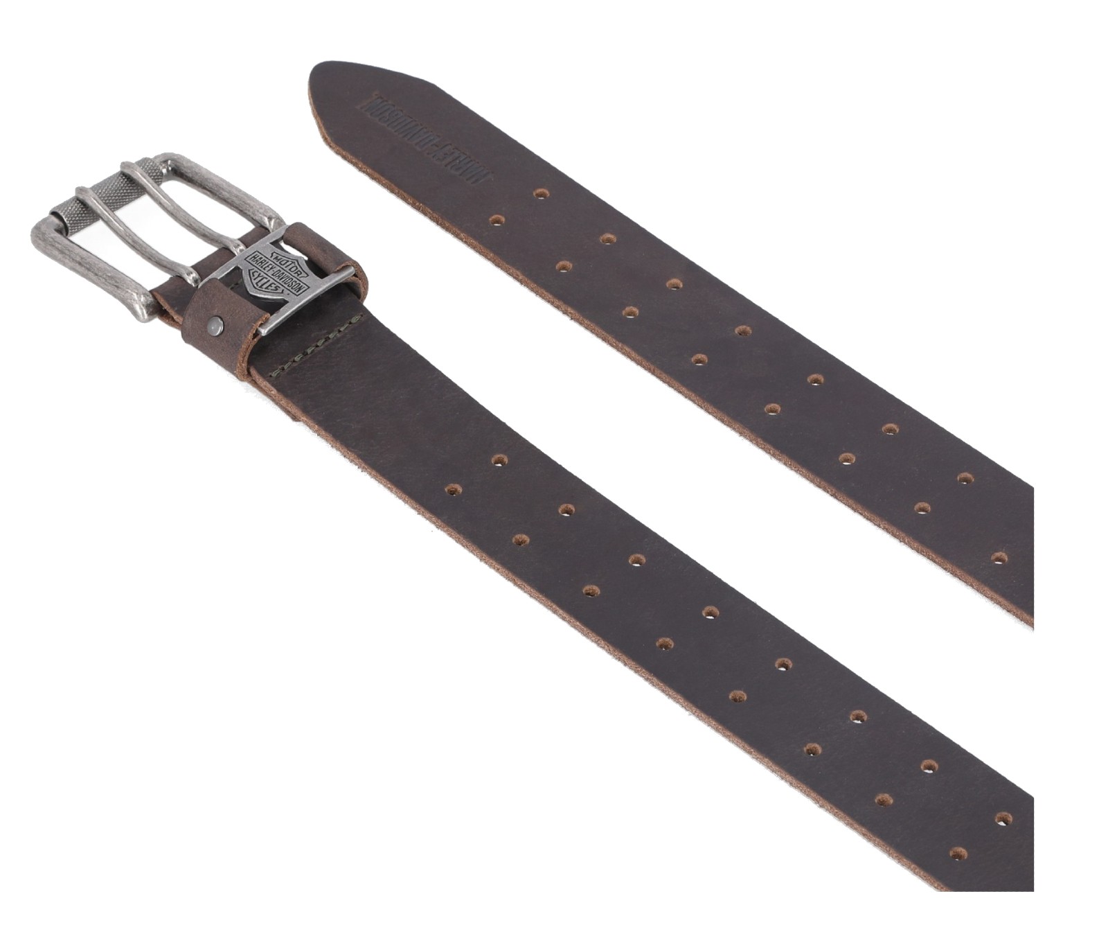 Harley-Davidson® Men's Metal Keeper B&S Double Prong Leather Belt