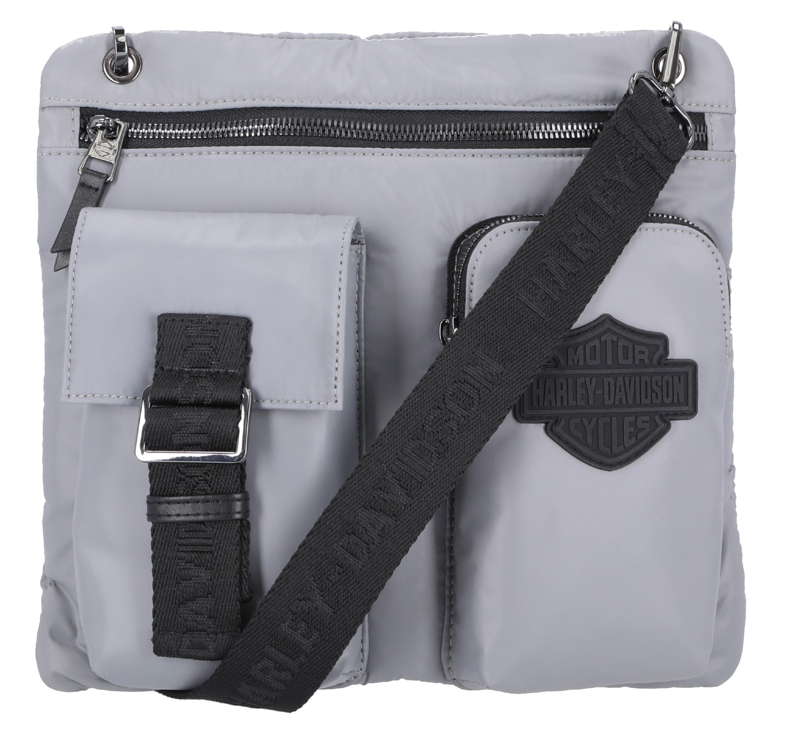Harley-Davidson Women's Multi-Purpose Nylon Crossbody Utility Bag, Gray - No Hassle Returns at Wisconsin Harley