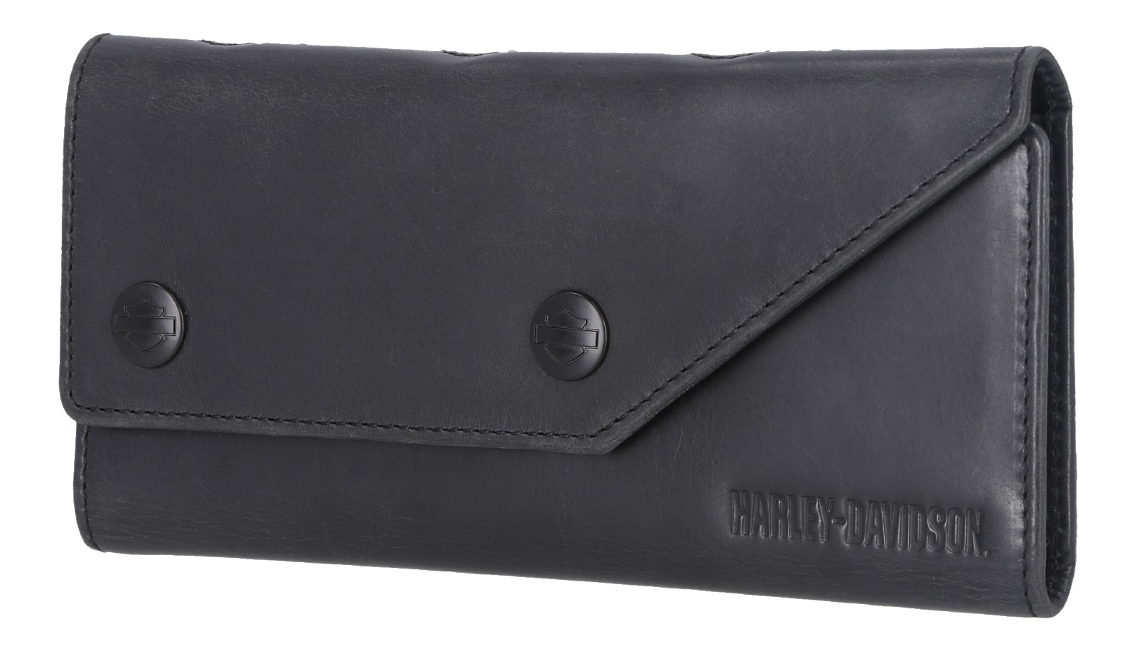 Harley-Davidson Men's Die Cut Script Logo Rodeo Billfold Leather Wallet - Black - Wisconsin Harley-Davidson