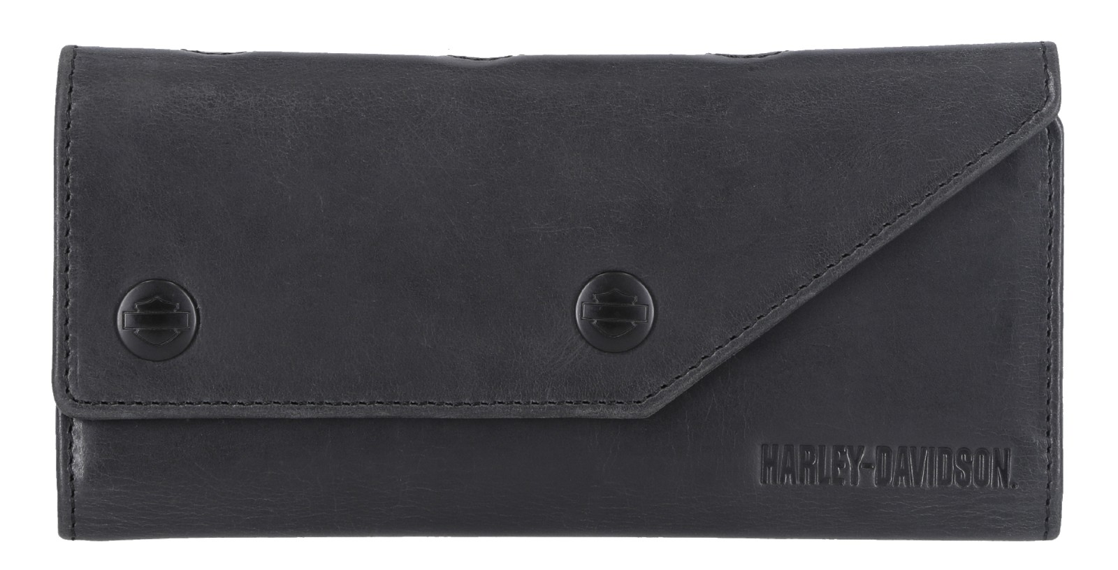 【新品】Harley-Davidson ロゴ刺繍 ブラックウォレット Harley-Davidson® Men's Die Cut Script Logo Rodeo Billfold Leather