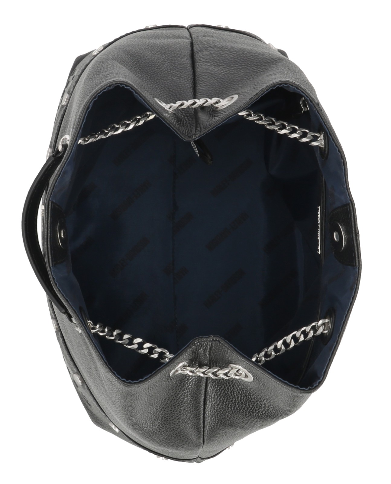 Harley-Davidson Women's Flat Stud Bucket Chain Genuine Leather Bag - Black - No Hassle Returns at Wisconsin Harley