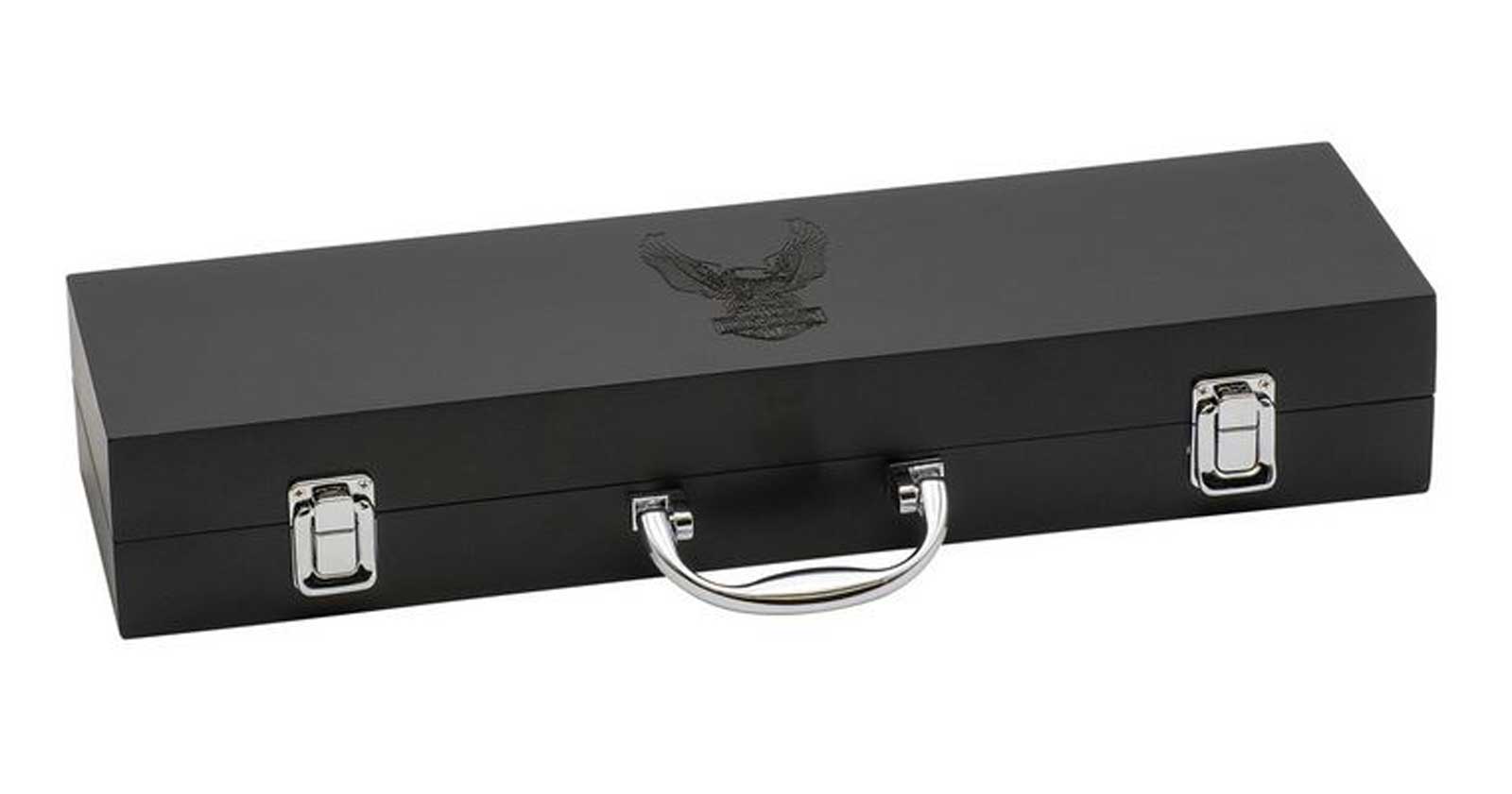 Harley-Davidson Free Shipping - Harley-Davidson Bar & Shield Eagle Grill Tool Set w/ Black Wood Carrying Case - Free Shipping on many products plus Orders Over $99