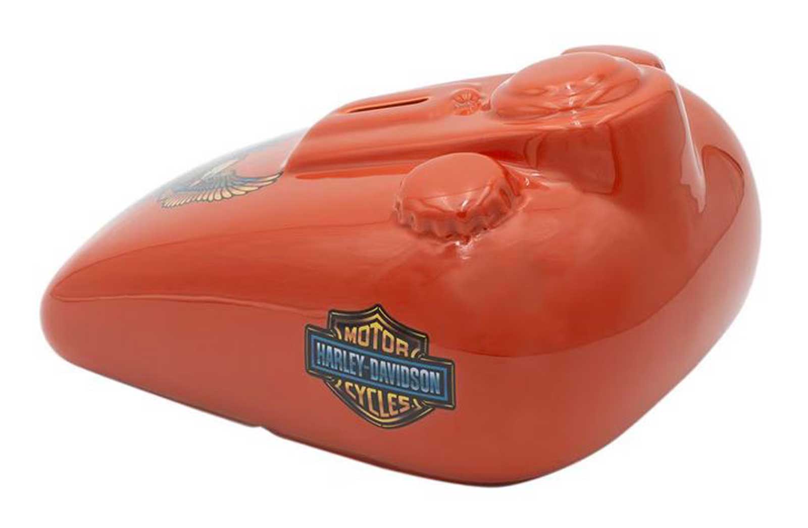 Harley-Davidson Free Shipping - Harley-Davidson Vivid Bar & Shield Eagle Gas Tank Bank, Ceramic Orange - Free Shipping on many products plus Orders Over $99