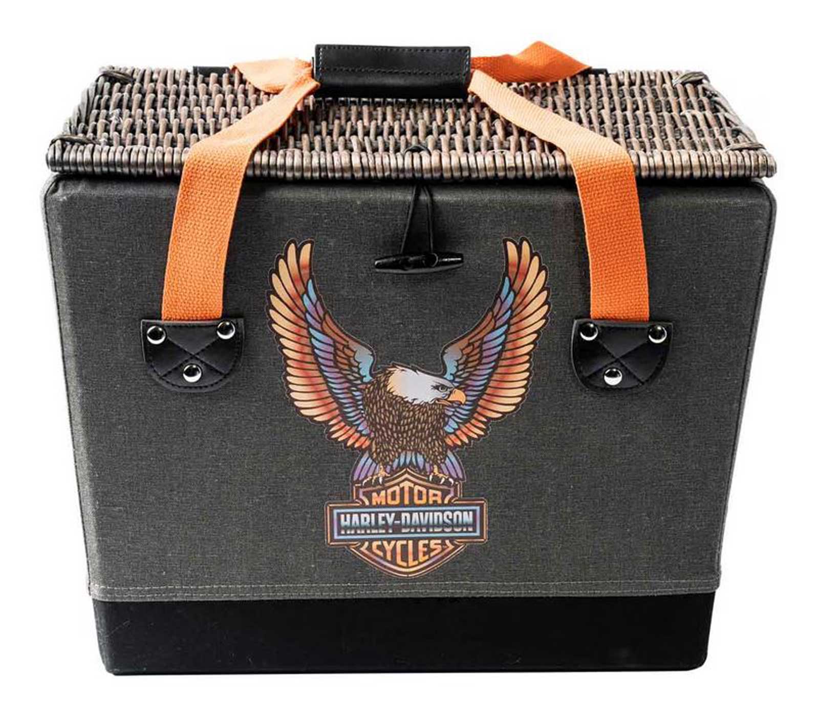 Harley-Davidson® Vivid Bar & Shield Eagle Picnic Basket w/ Wicker