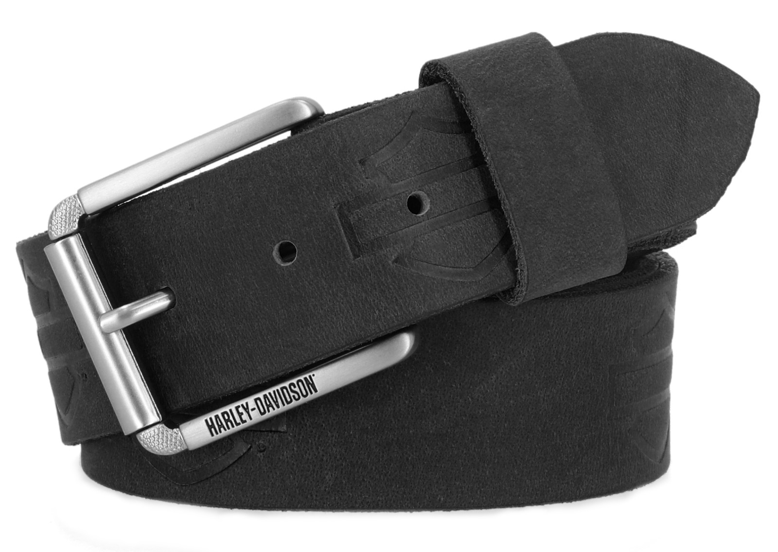 Harley-Davidson Men's Repeat Open Bar & Shield Logo Leather Belt - Black - Wisconsin Harley-Davidson