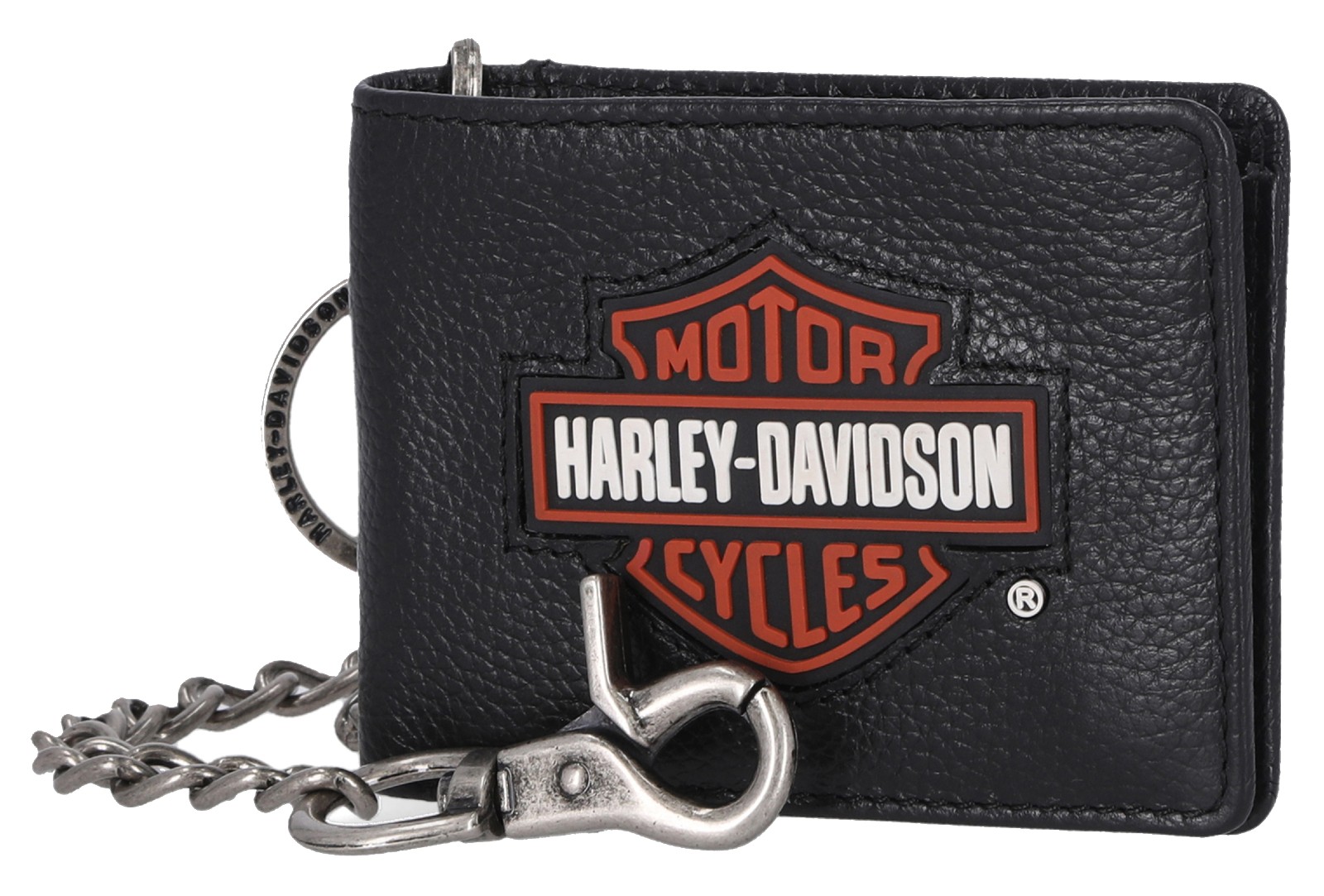 Harley-Davidson Men's Bar & Shield Rubber Patch Bi-Fold Leather Wallet - Black - Wisconsin Harley-Davidson