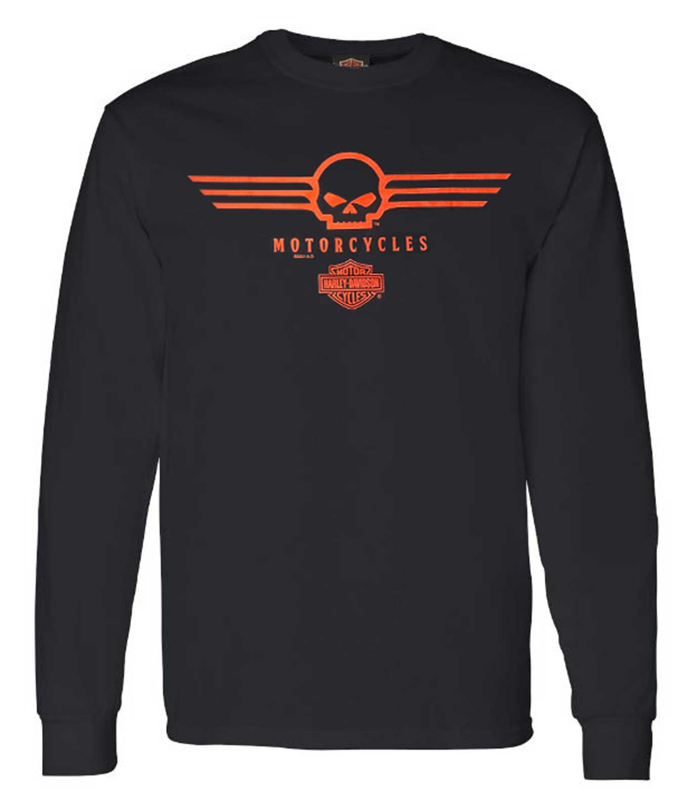 Harley-Davidson Men's Willie G Skull Wings Logo Long Sleeve Shirt, Black - Wisconsin Harley-Davidson