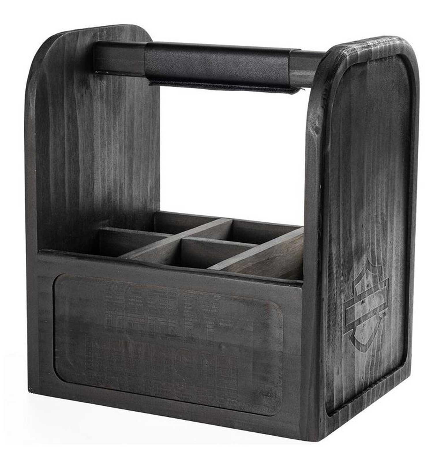 Harley-Davidson Free Shipping - Harley-Davidson Open Bar & Shield Wooden Picnic Caddy w/ Dividers, Black - Free Shipping on many products plus Orders Over $99