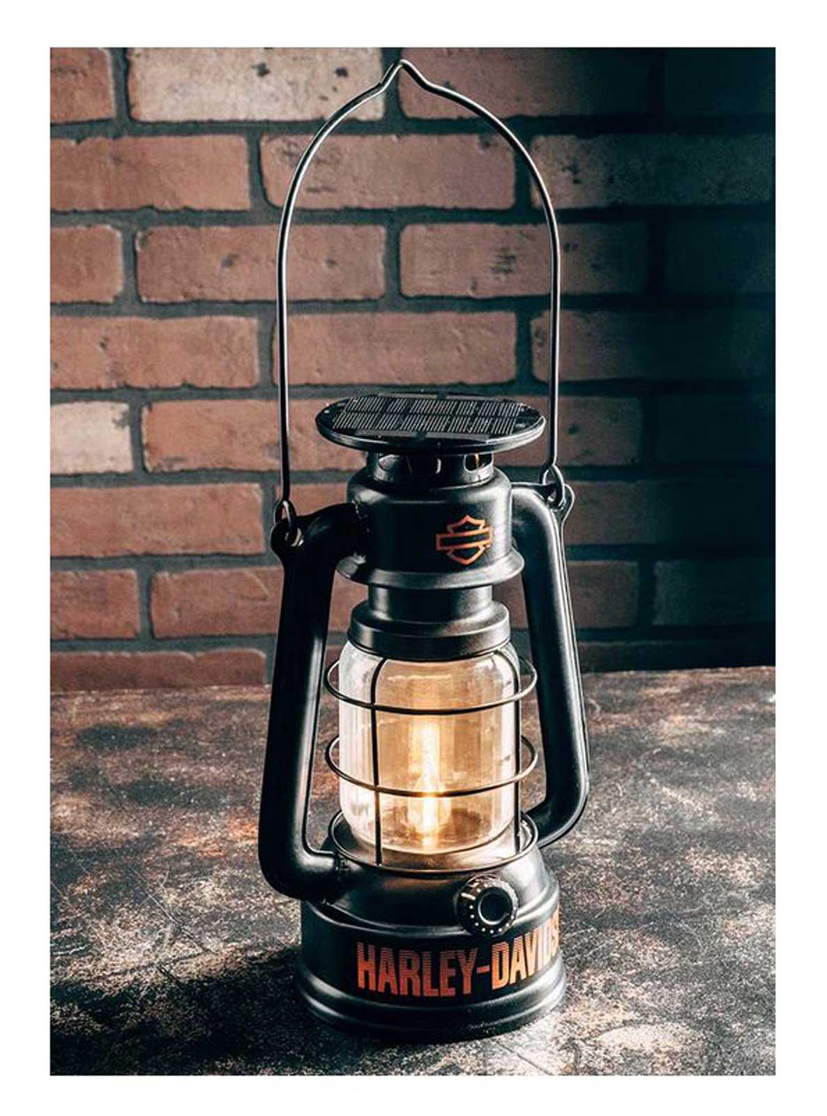 Harley-Davidson® Rechargeable Solar Lantern, Metal Base w/ Carry