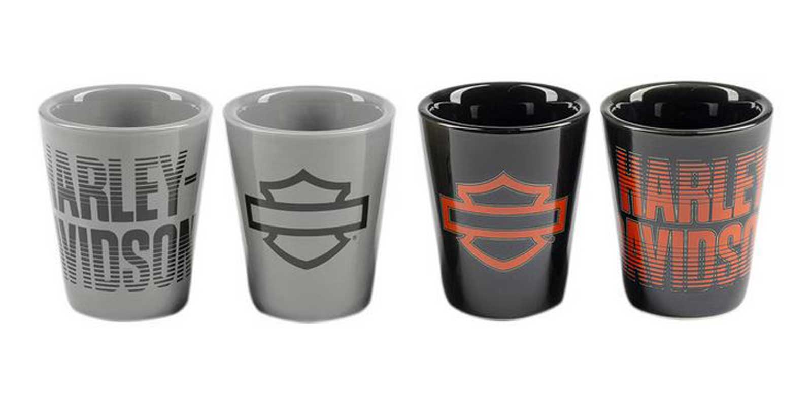 Harley-Davidson カーボーイ 2点セット Harley-Davidson® 2 oz. Open Bar & Shield Fade Ceramic Shot Glass